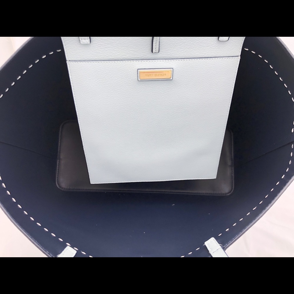 Gaby’sBags-Tory Burch Large Tote Turquoise Blue - Picture 5 of 7